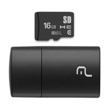 Imagem de Pen Drive 2 em 1 Leitor USB + Cartão de Memória Classe 10 16GB Multilaser - MC162