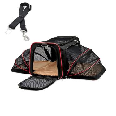 Imagem de Bolsa Pet Viagem Expansível Vemelho + Cinto de Segurança