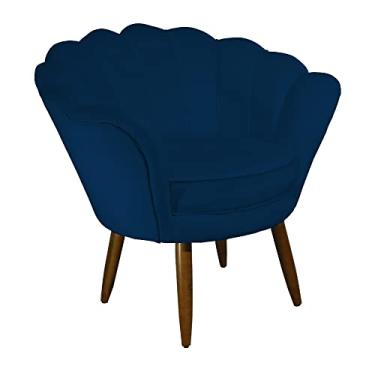 Imagem de Poltrona Decorativa Pétala Pés Palito Suede Azul Marinho - DS Estofados
