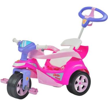 Triciclo infantil meninas mototico rosa 2 em 1 pedal E haste