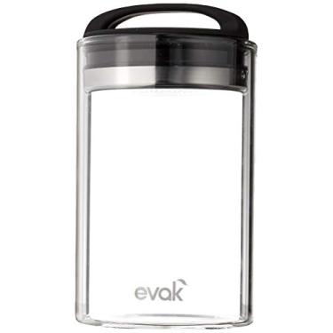 Imagem de Recipiente Prepara Evak Fresh Saver Airless Canister, vidro e inoxidável, médio, macio toque preto alça