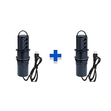 Imagem de Kit 2 Torres De Tomada Totem Slim Manual Com Alça 3 Tom 20A COR:PRETO