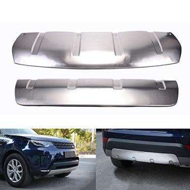 Imagem de 2 peças serve para Land Rover Discovery 5 L462 2017 2018 2019 2020 protetor de placa de para-choque dianteiro e traseiro protetor de placa deslizante