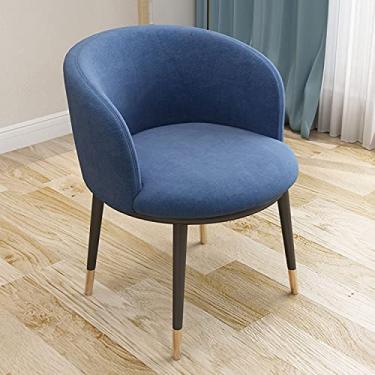 Imagem de KRASS Cadeira para casa com costas, assento acolchoado compacto e macio, cadeiras de jantar, cadeira lateral estofada de veludo com pernas de metal, cadeira de destaque para sala de estar/quarto, azul escuro, pés pretos, colecionador88