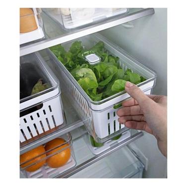 Imagem de Organizador De Geladeira Acrílico Cesto De Drenagem 5 Litros