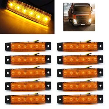 Imagem de 10 peças 12/24 V 6 LED vermelho + branco + amarelo Caminhão Trailer Indicadores Marcadores Laterais Caminhão Cabine Marcadores Luzes