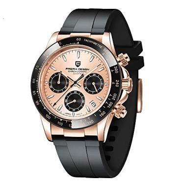 Imagem de CEYADG Relógios masculinos Pagani Design com movimento japonês, cronógrafo, 40 mm, esportivo, impermeável, aço inoxidável, pulseira de borracha, vidro safira, para homens, Ouro, esporte