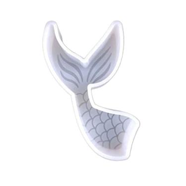 Imagem de Molde de silicone cauda de sereia | Tamanho 7 cm de largura x 12 cm de comprimento | Molde de cauda de sereia | Design de cauda de sereia pequena para freshie, sabonete, resina, velas