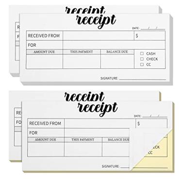 Imagem de Spakon 4 livros de recibos, livro de recibos, tamanho de bolso sem carbono, com cópias de 15 x 7 cm, bloco de notas com cópia sem carbono, livro de notas de faturas, livreto de recibos de carbono para