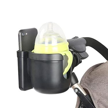 Imagem de Suporte de copo para carrinho de bebê com capa para celular 2 em 1 Suporte universal para garrafa de água para bicicleta e cadeira de rodas