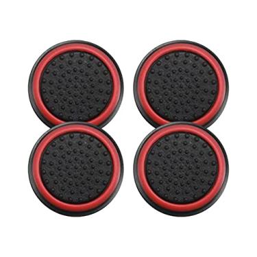 Imagem de 2 Pares de Grips Compatível com controle Joystick Playstation 3 4 5 PS3 PS4 PS5 Xbox One S X Series S X Nintendo Wii U Protetora Anti Derrapante Silicone Proteção do Botão Analógico (Vermelho)