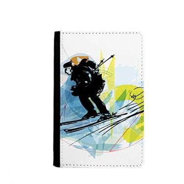 Imagem de Sport Athletes Skiing Sports Aquarela Esboço Porta-passaporte Notecase Burse Carteira Capa Cartão Bolsa, Multicolor