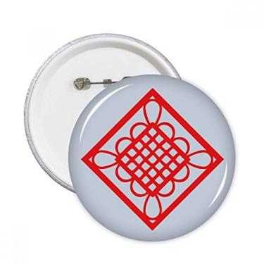 Imagem de Diamante vermelho nó chinês corte de papel pinos redondos crachá botão emblema decoração acessório 5 peças