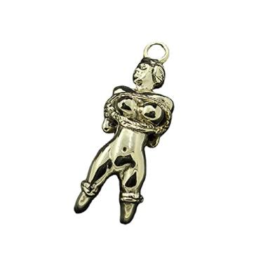 Imagem de Pingente de estátua de gueixa amarrada em latão, cobre nude escultura feminina chaveiro de carro colar de bagagem EDC pingente cordão contas paracord