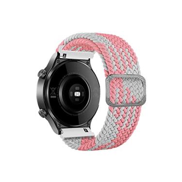 Imagem de HAZELS Pulseiras elásticas de nylon QuickFit para Garmin Fenix 7 7X 6 6X Pro 5X 5 3HR 935 945 EPIX Smart Watch Bands 22 26mm Pulseira (Cor: Rosa com Branco, Tamanho: 22mm Fenix 7)
