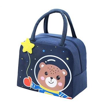 Imagem de Bolsa Lancheira Térmica 3D Unissex Fitness Marmita Viagem Nécessaire N-07 (Azul-Urso)