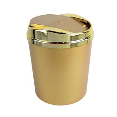 Imagem de Lixeira Plástica Basculante 5 Litros Metalizado Dourado Banheiro - AMZ