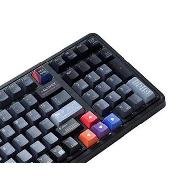 Imagem de daixiahu Tecla com tema de programador personalizado PBT de 142 teclas, perfil cereja - sublimação para teclado mecânico Cherry Kailh Gateron TTC MX Switch (preto)