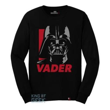 Imagem de Camiseta Manga Longa Darth Vader Star Wars Filme Camisa Geek Tamanho:G;Cor:Preto