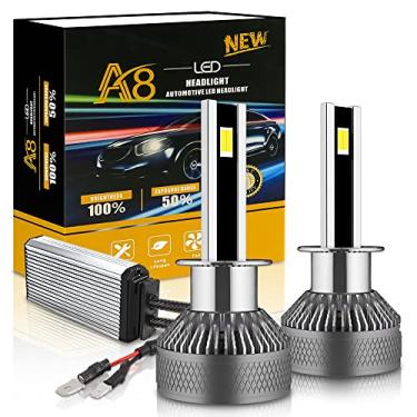 Imagem de IOANU Bombilla LED para Faros de Automóvil 135W 20000LM 6000K con 3570 Chips LED, EMC, Clasificación IP68, Tamaño 1:1 Halógeno, Aluminio Resistente al Agua y al Polvo - Ahorro de Energía y Fácil Instalación (H1)