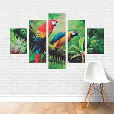 Imagem de Quadro Aves Pássaros Coloridos Papagaios Arara Selva Canvas