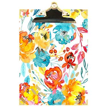 Imagem de bloom daily planners Prancheta tamanho carta - padrão A4 (23 cm de largura x 32,8 cm de altura) linda placa decorativa para estudantes, enfermeiros, professores, mulheres - Happy Blooms
