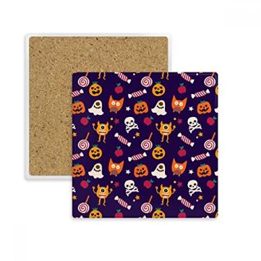 Imagem de Abóbora Feliz Fantasma Fear Halloween Quadrado Porta-copos Porta-copos Porta-copos Pedra isolante
