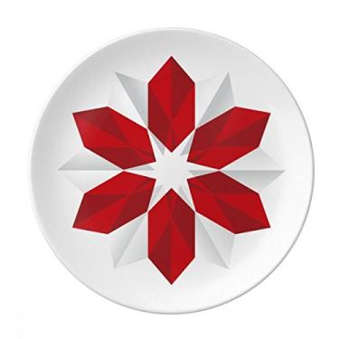 Imagem de Prato de jantar de porcelana abstrata com estampa de origami e flores decorativas