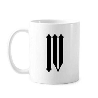 Imagem de Algarismos romanos quatro em silhueta preta Caneca cerâmica café porcelana louça