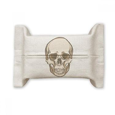 Imagem de Ilustrações de desenho de caveira humana, suporte de capa de papel para lenços faciais, saco de linho de algodão