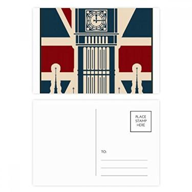 Imagem de London Big Ben Union Jack United Kingdom Reino Unido cartão postal cartão de felicitações de aniversário