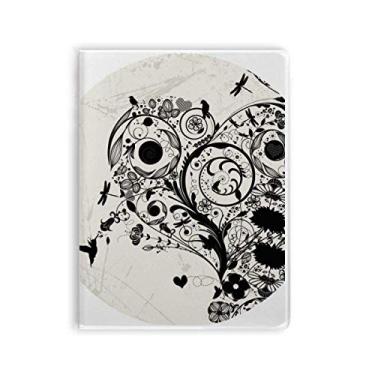Imagem de Caderno de plantas de flor branco preto com silhueta de grão de arte, capa macia Diário