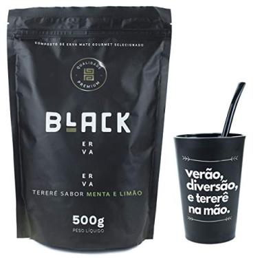 Imagem de KIT DE TERERÉ ERVA MATE PARA TERERÉ + BOMBA EPOX PRETA19CM + COPO 350ML (Menta e Limão)