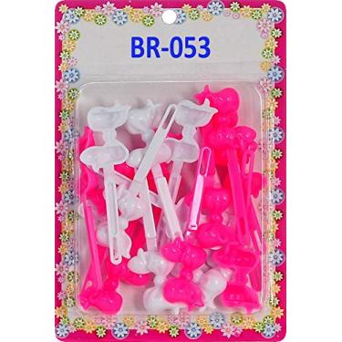 Imagem de (BR53) - Tara Girls Super Cute Self Hinge Plastic Mulit Design Hair Barrettes Selection (BR53)