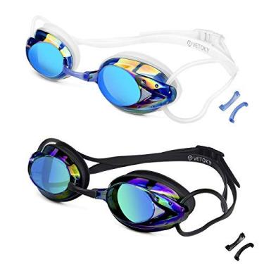 Imagem de vetoky Óculos de natação, pacote com 2 óculos de natação, sem vazamento, adulto, masculino, feminino, juvenil