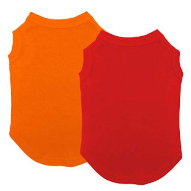 Imagem de Chol&Vivi Camisa simples para cães, 2 peças de camisas de algodão em branco adequadas para cães de tamanho extra pequeno a extra grande, roupa sem mangas, macia e leve, regata para todas as raças