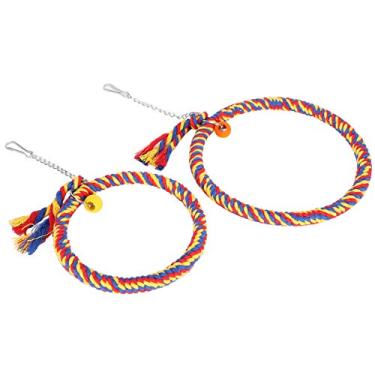 Imagem de Vem com um gancho de pendurar não tóxico, corda de balanço de pássaro, poleiro de corda de papagaio, fácil de instalar, uso ao ar livre para pássaros (azul escuro + vermelho)