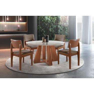 Imagem de Sala De Jantar Completa Com 4 Cadeiras 1,10X1,10M - Rubi Turim - Lj Mó