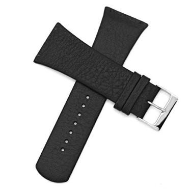 Imagem de Pulseira de couro genuíno para relógios masculinos Skagen de 30 mm com parafuso, Preto, Moderno