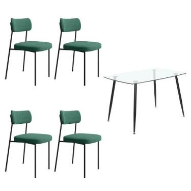 Imagem de Conjunto Sala De Jantar Mesa E Cadeiras Glass Verde Opt - Caemmun