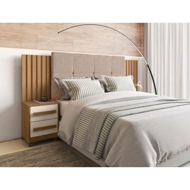 Imagem de Cabeceira Casal Ajustavel Ripado Suiça - Cinamomo/Off White