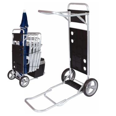 Imagem de Carrinho De Praia Com Avanço Em Alumínio e Mesa Para Caixa Térmica Cadeiras Preto - 002596 Mor