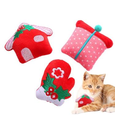 Imagem de Brinquedos de erva-de-gato,3 peças de brinquedos para brincar sozinhos para gatos estilo Natal Catnip | Brinquedos duráveis para gatos, brinquedos engraçados para cães, brinquedos Xiaofeigun