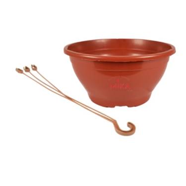 Imagem de kit 15 vasos cuia tamanho 21 de 2 litros + 15 hastes para pendurar plantas pendentes samambaias e suculentas (MARROM)