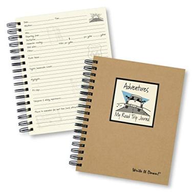 Imagem de Journals Unlimited "Write it Down!" Série Guided Journal, Adventure, My Road Trip Journal, com uma capa dura de kraft, feito de materiais reciclados, 19 x 23 cm
