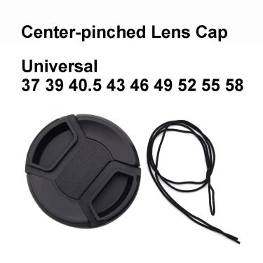 Imagem de Centro pitada lente tampa 37 39 40.5 43 46 49 52 55 58mm plástico universal para sony canon nikon