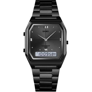 Imagem de Relógio esportivo digital Gosasa para mulheres à prova d`água LED preto