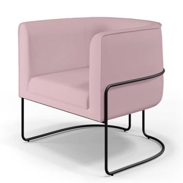 Imagem de Poltrona Decorativa Fixa Base de Aço Preto Betina D02 Veludo Rosê C-305 - Lyam Decor