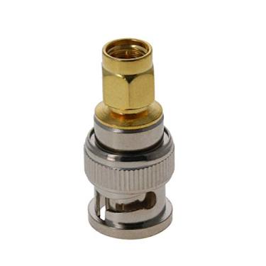 Imagem de Bettomshin 1 peça SMA macho para BNC macho conector adaptador coaxial RF para antenas dispositivos LAN sem fio prata cobre puro banhado a ouro niquelado