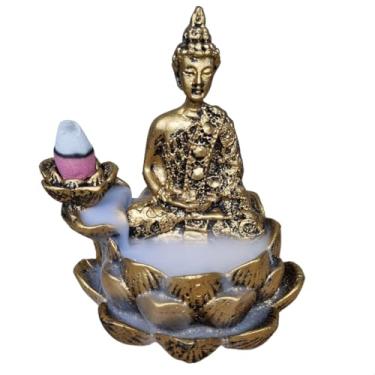 Imagem de Incensário cascata e vareta buda na flor de lotús backflow fumaça invertida